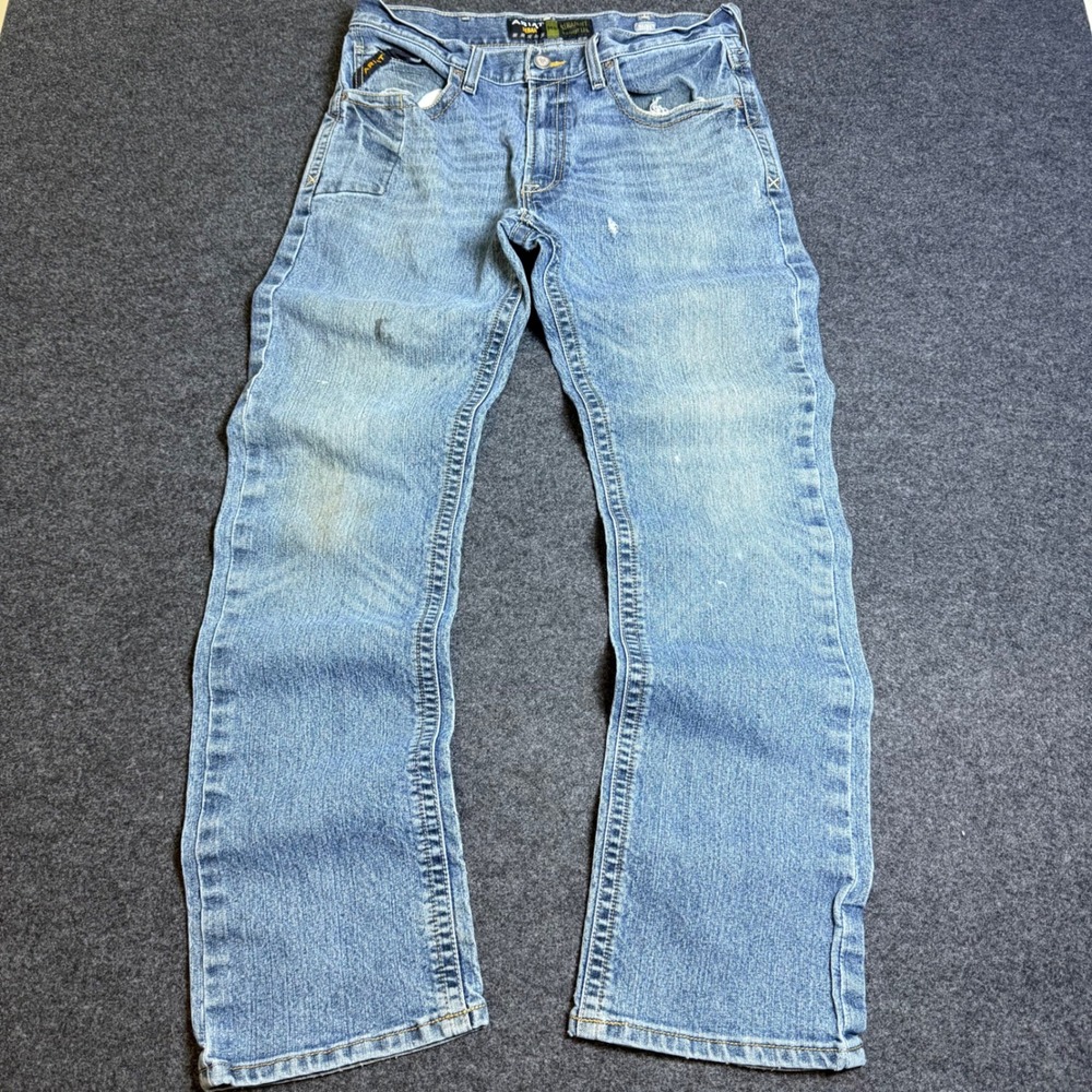 Ariat Rebar M5 Jeans Mens 34x34 Blue Workwear Straight Leg Denim Cowboy Baggy
